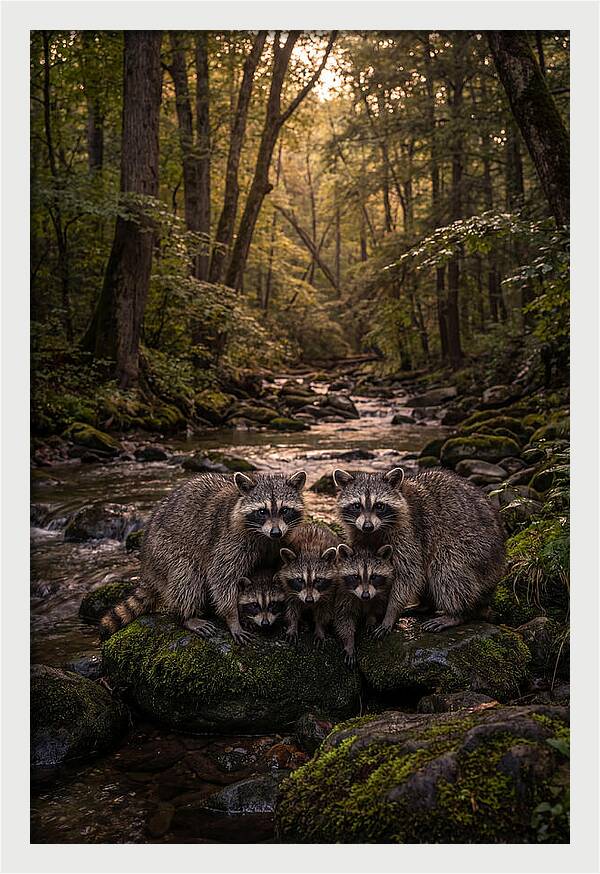 Raccoon Family Gathering