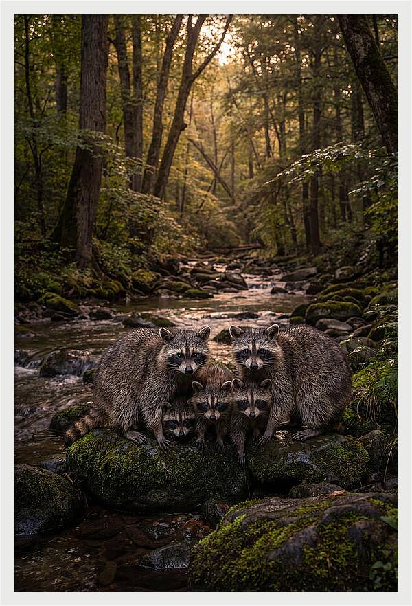 Raccoon Family Gathering