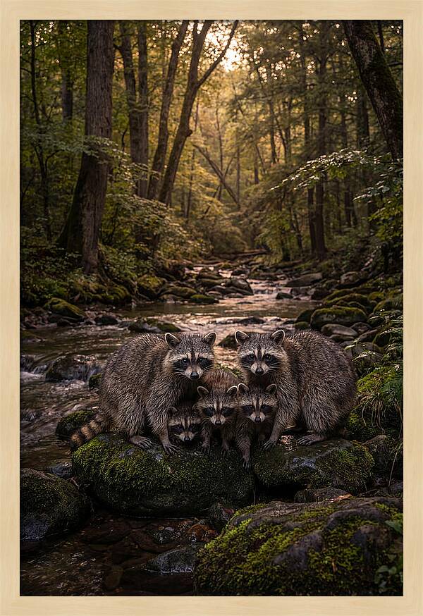 Raccoon Family Gathering