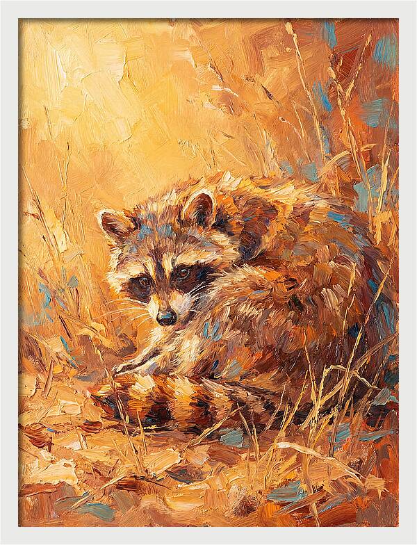Raccoon In Golden Light