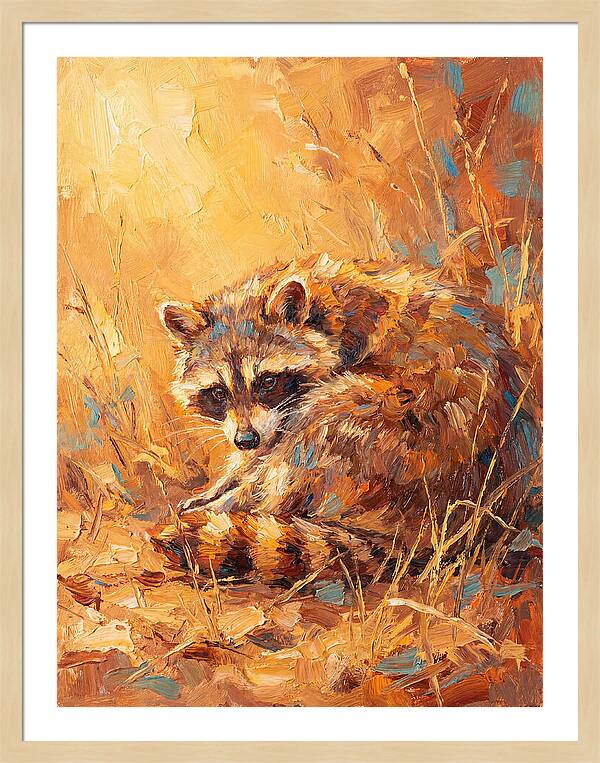 Raccoon In Golden Light