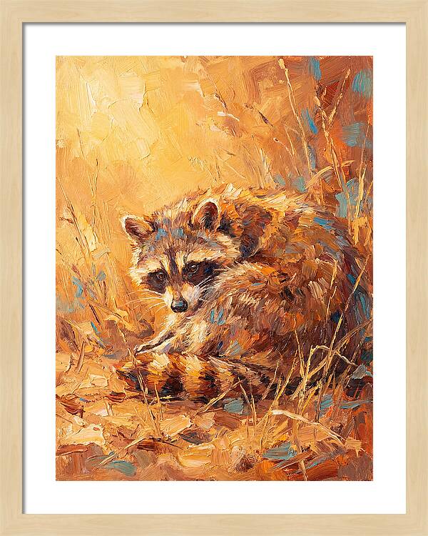 Raccoon In Golden Light
