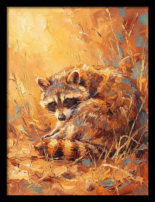 Raccoon In Golden Light