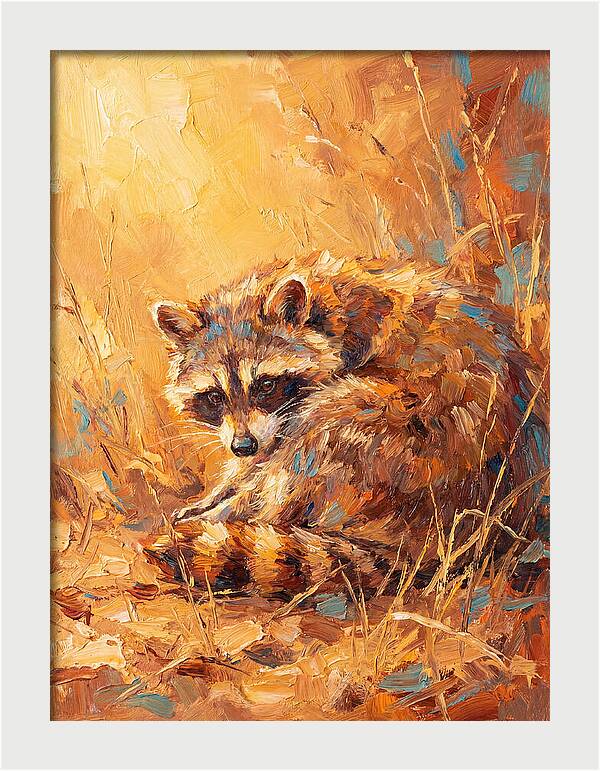 Raccoon In Golden Light