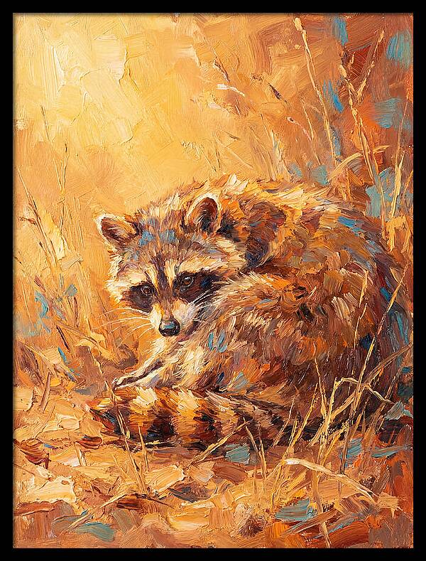 Raccoon In Golden Light