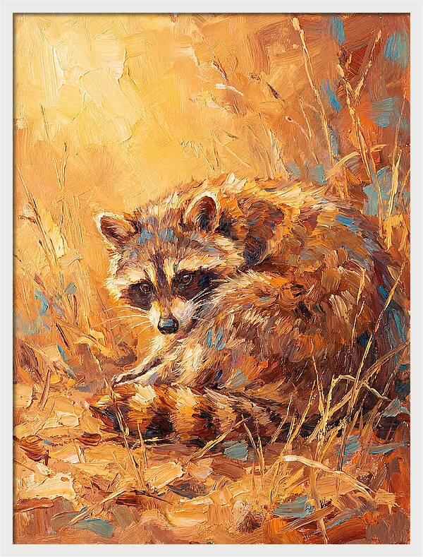 Raccoon In Golden Light