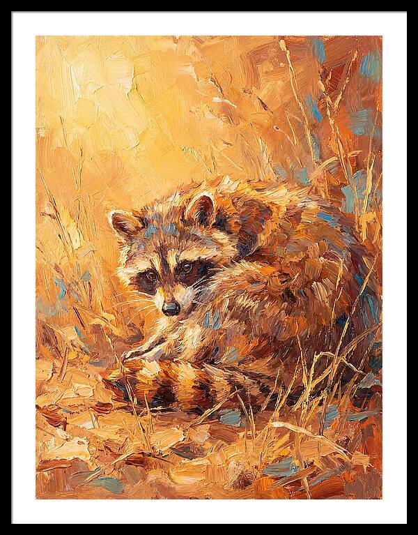 Raccoon In Golden Light