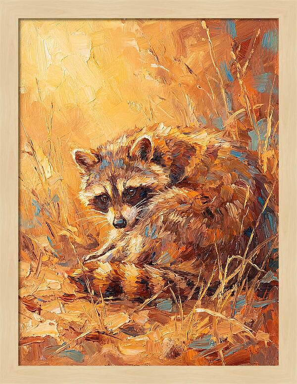 Raccoon In Golden Light