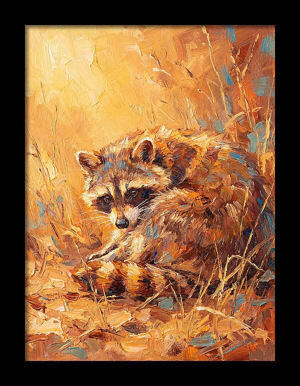 Raccoon In Golden Light