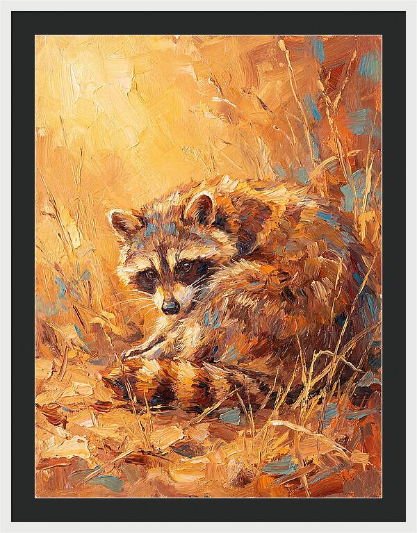 Raccoon In Golden Light