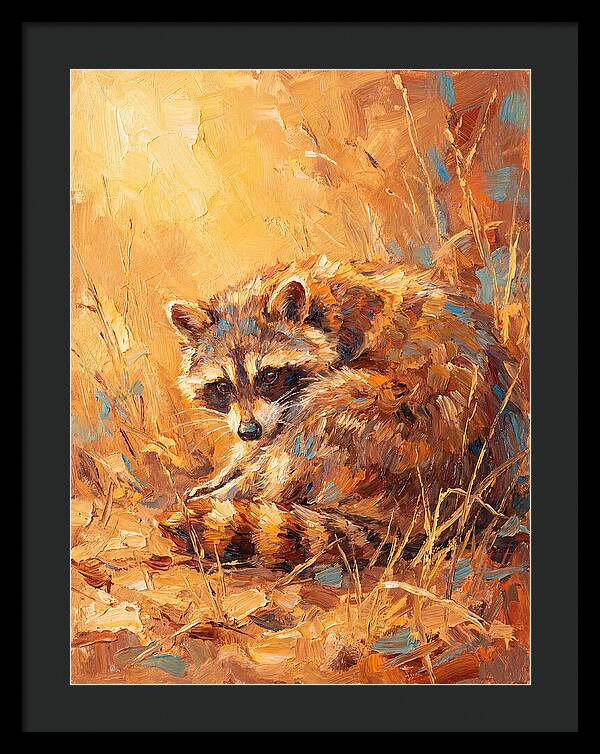 Raccoon In Golden Light