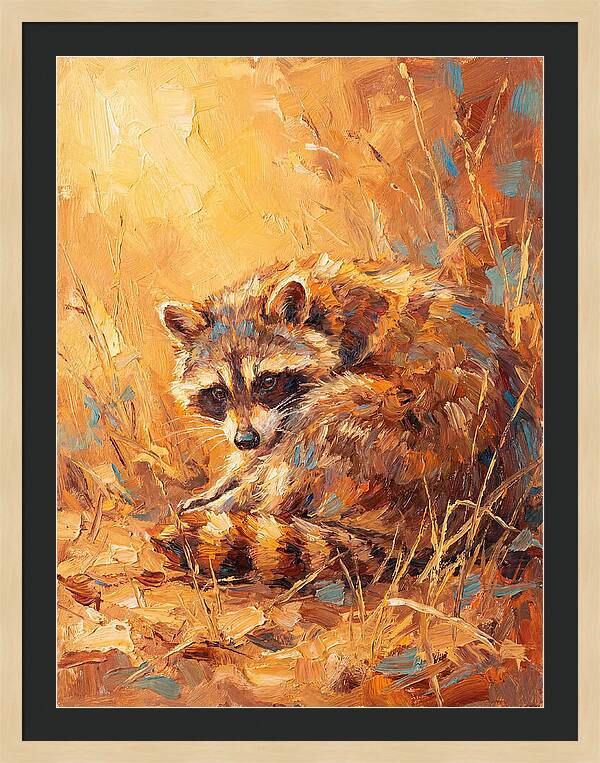 Raccoon In Golden Light