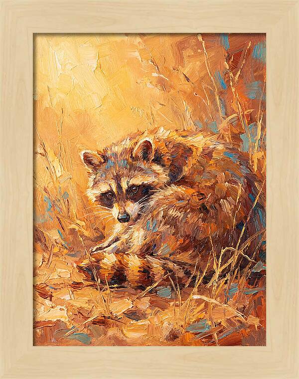 Raccoon In Golden Light