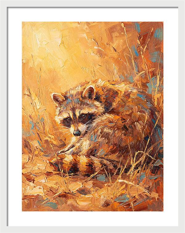 Raccoon In Golden Light