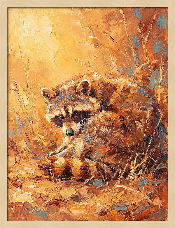 Raccoon In Golden Light
