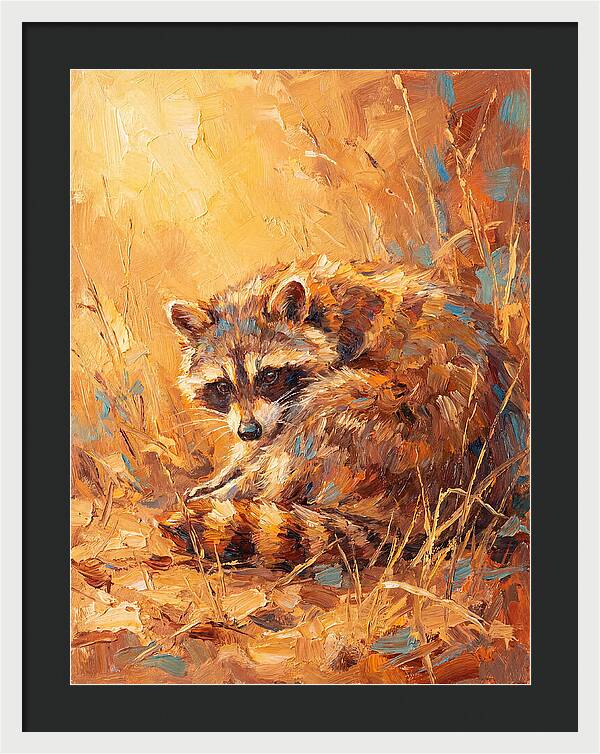 Raccoon In Golden Light