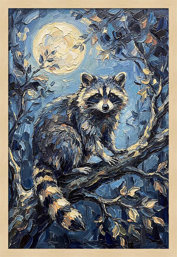 Raccoon In Moonlight