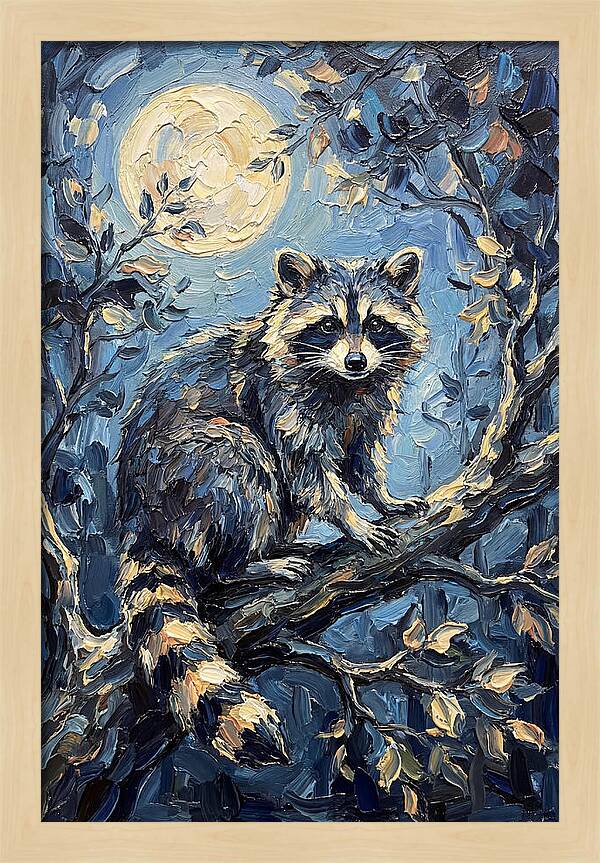 Raccoon In Moonlight