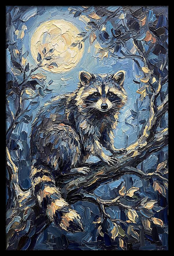 Raccoon In Moonlight