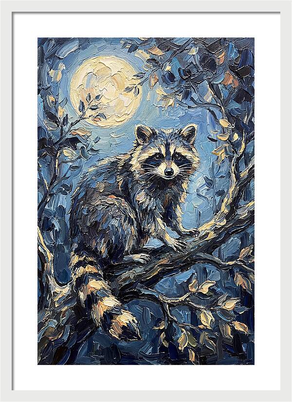 Raccoon In Moonlight