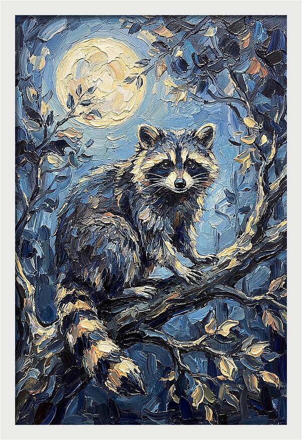 Raccoon In Moonlight