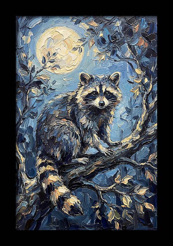 Raccoon In Moonlight
