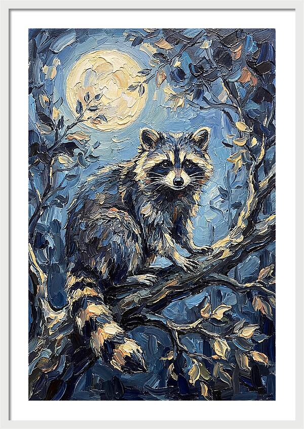 Raccoon In Moonlight