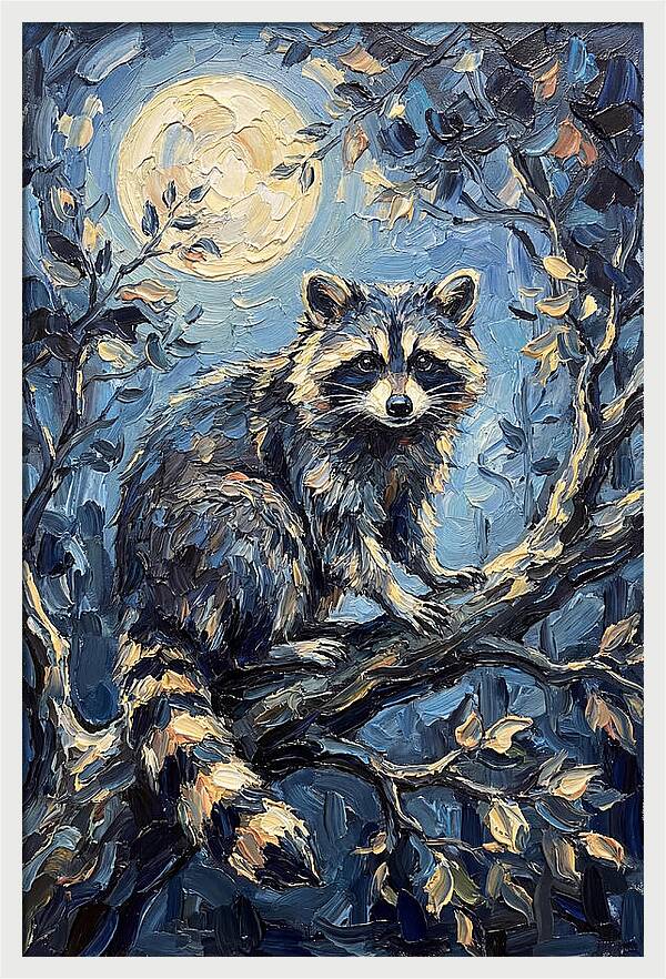 Raccoon In Moonlight