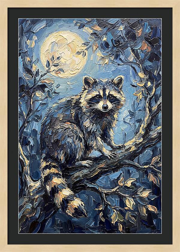 Raccoon In Moonlight