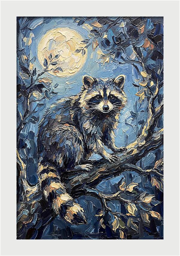 Raccoon In Moonlight