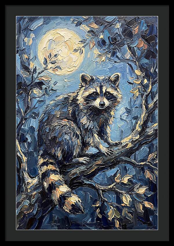Raccoon In Moonlight