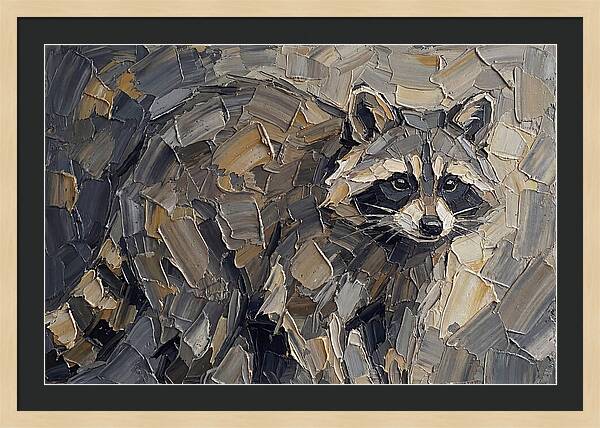 Raccoon In Palette Knife Style