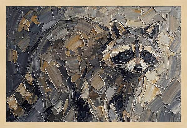 Raccoon In Palette Knife Style