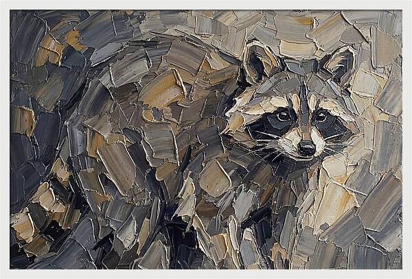 Raccoon In Palette Knife Style