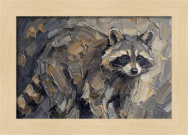 Raccoon In Palette Knife Style