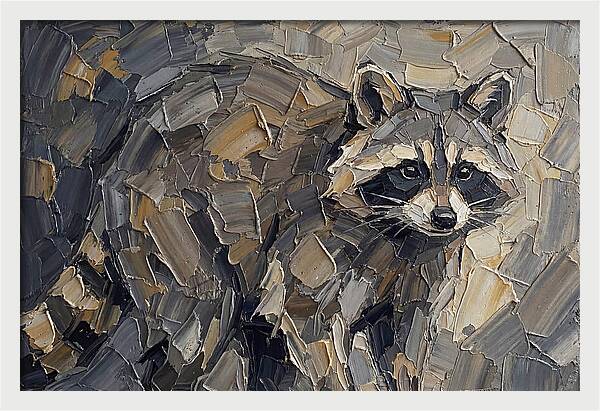Raccoon In Palette Knife Style