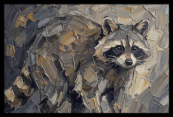 Raccoon In Palette Knife Style