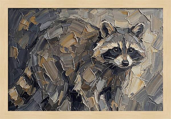Raccoon In Palette Knife Style