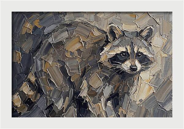 Raccoon In Palette Knife Style