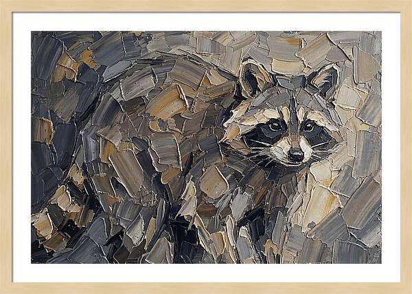 Raccoon In Palette Knife Style