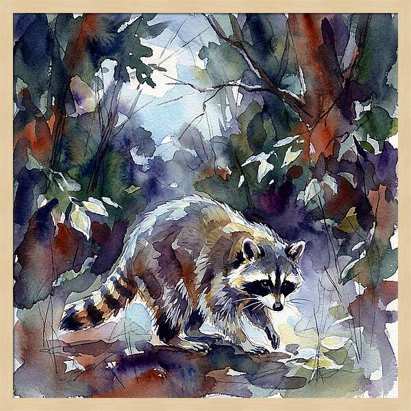 Raccoon In The Woods