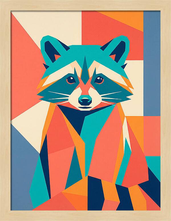 Raccoon In Vibrant Geometry
