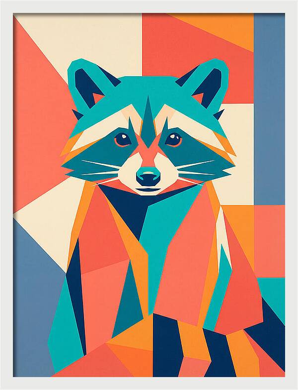 Raccoon In Vibrant Geometry