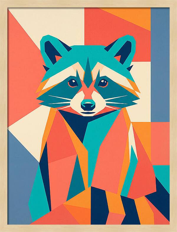 Raccoon In Vibrant Geometry