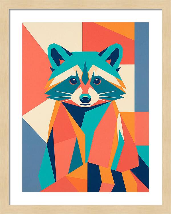 Raccoon In Vibrant Geometry