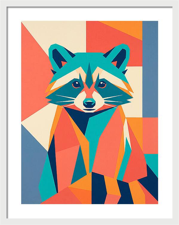Raccoon In Vibrant Geometry