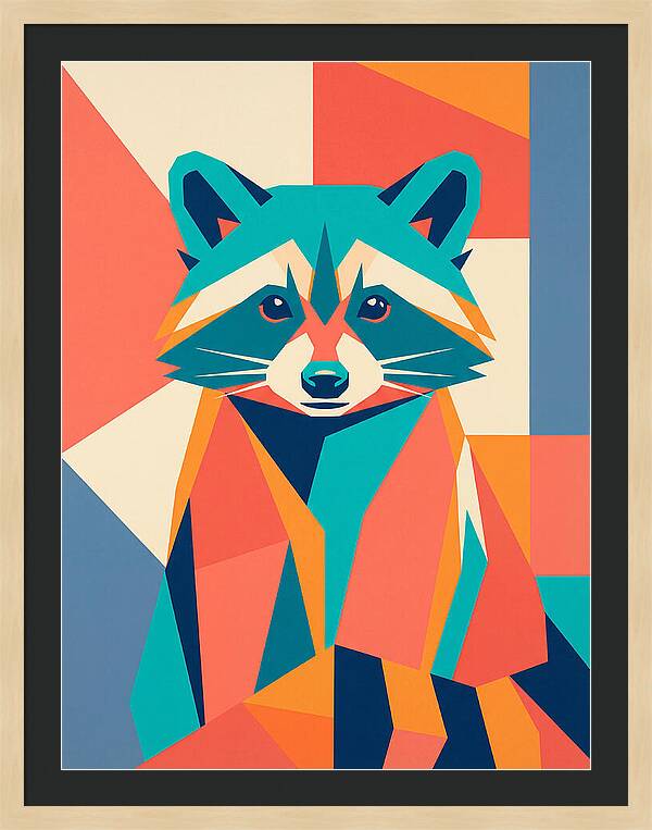 Raccoon In Vibrant Geometry