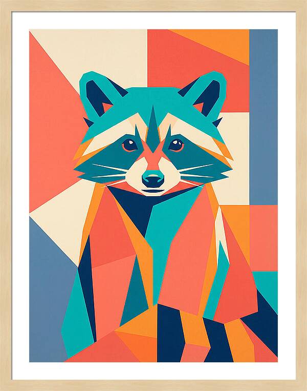 Raccoon In Vibrant Geometry