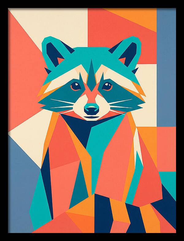 Raccoon In Vibrant Geometry