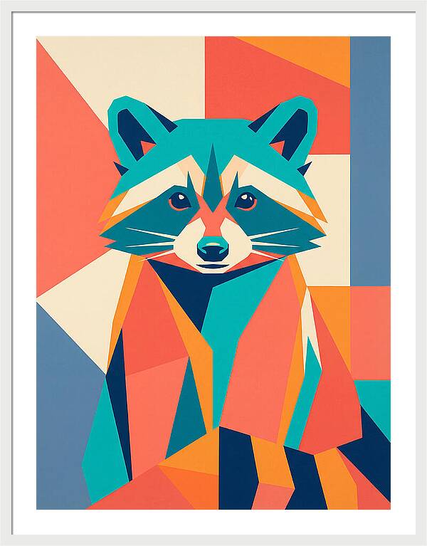 Raccoon In Vibrant Geometry